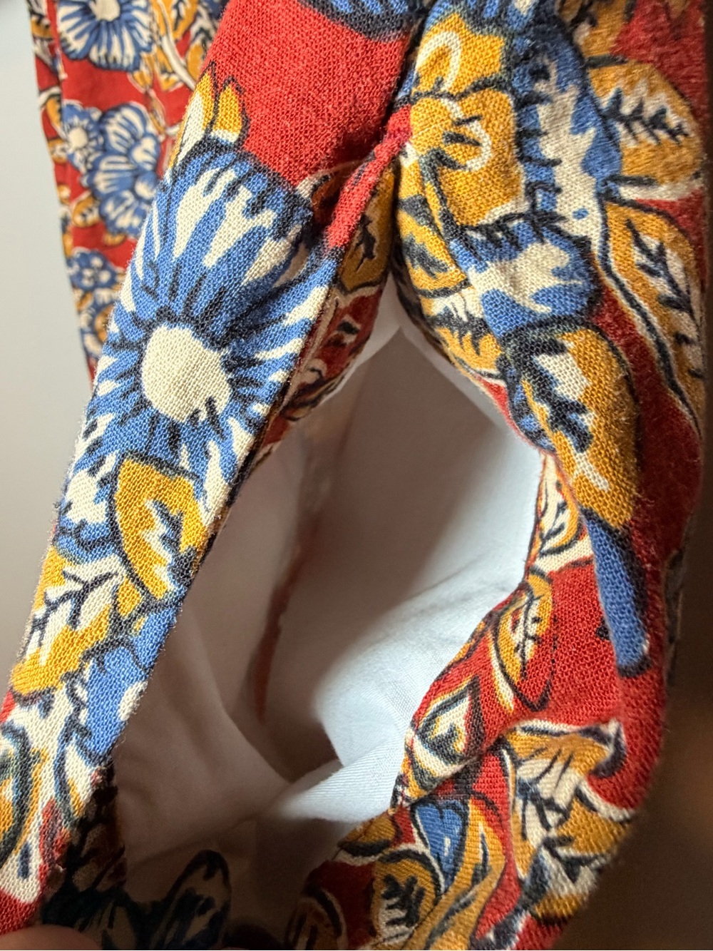Faherty Floral Linen Blend Midi Dress Medium Puff Sleeve Pockets - Picture 4 of 10